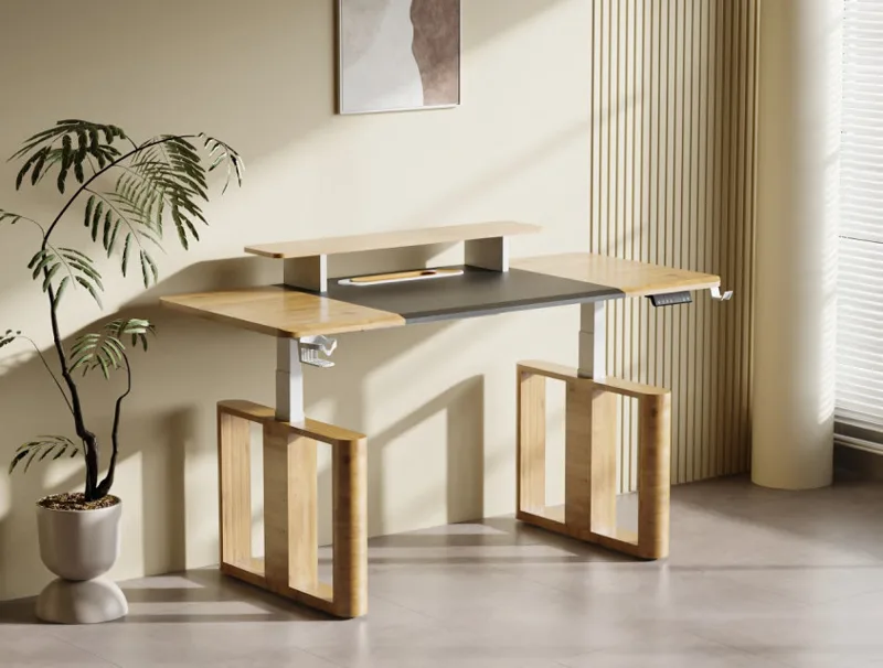 Solid Wood Height Adjustable Desk